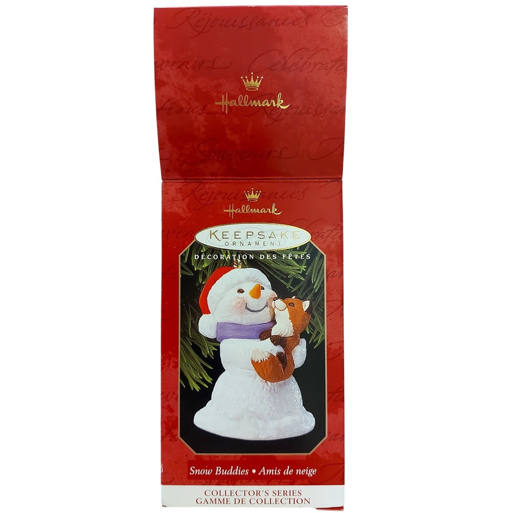 Vintage Hallmark Keepsake Snow Buddies 1999 Ornament Snowman Fox 2nd in Series